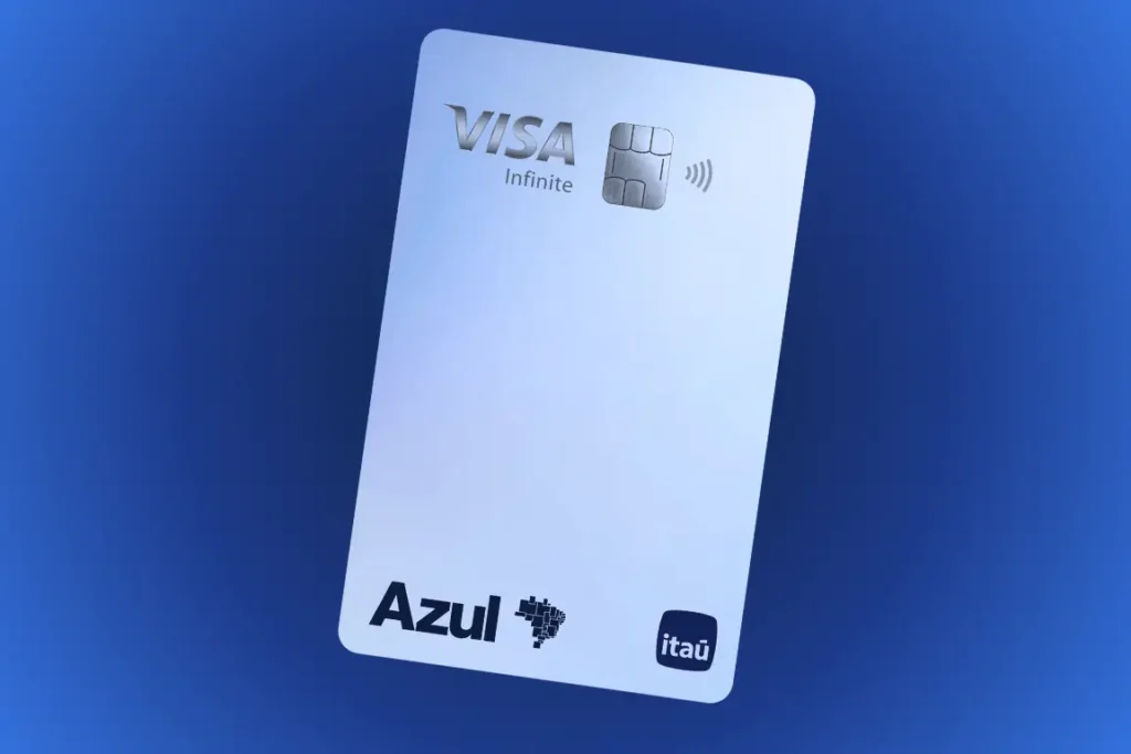 Cartão Azul Itaú Visa Infinite 2026 com fundo azul premium e design moderno