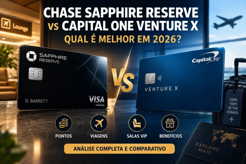 Chase Sapphire Reserve vs Capital One Venture X: comparação de cartões premium de viagem em 2026