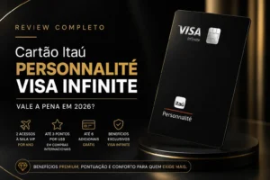 Cartão Itaú Personnalité Visa Infinite com destaque para benefícios, programa de pontos, salas VIP DragonPass e review completo de 2026.