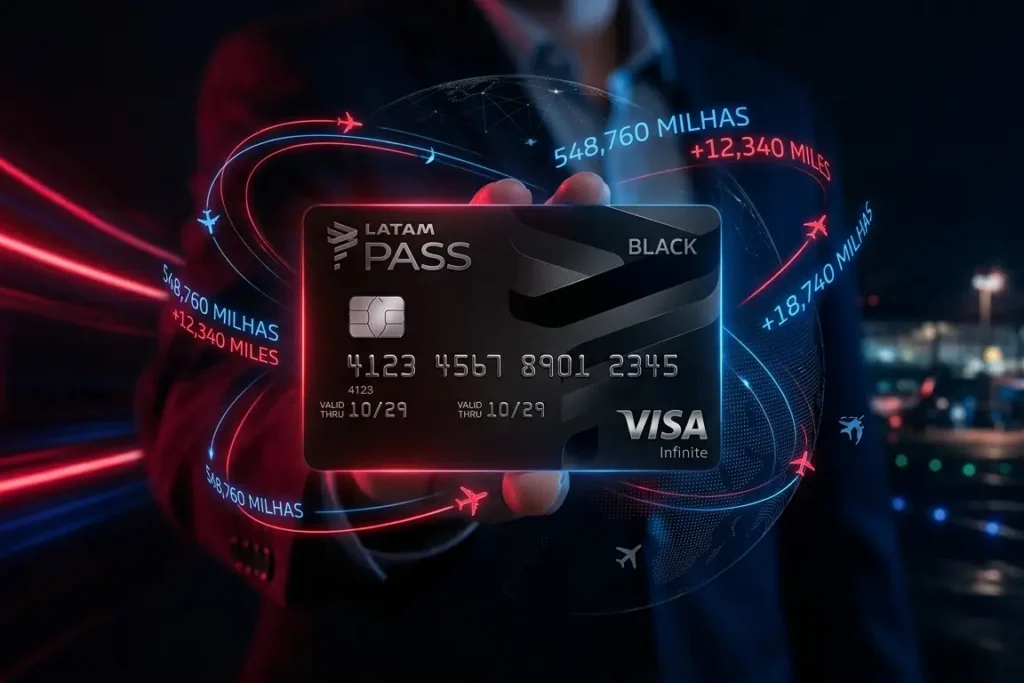 Cartão LATAM Pass Black 2026 com destaque para milhas e limite alto