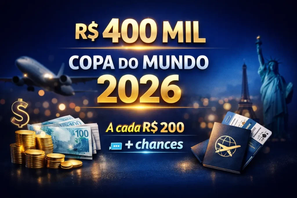 Promoção Caixa Visa 2026 com prêmios em dinheiro e viagem para a Copa do Mundo