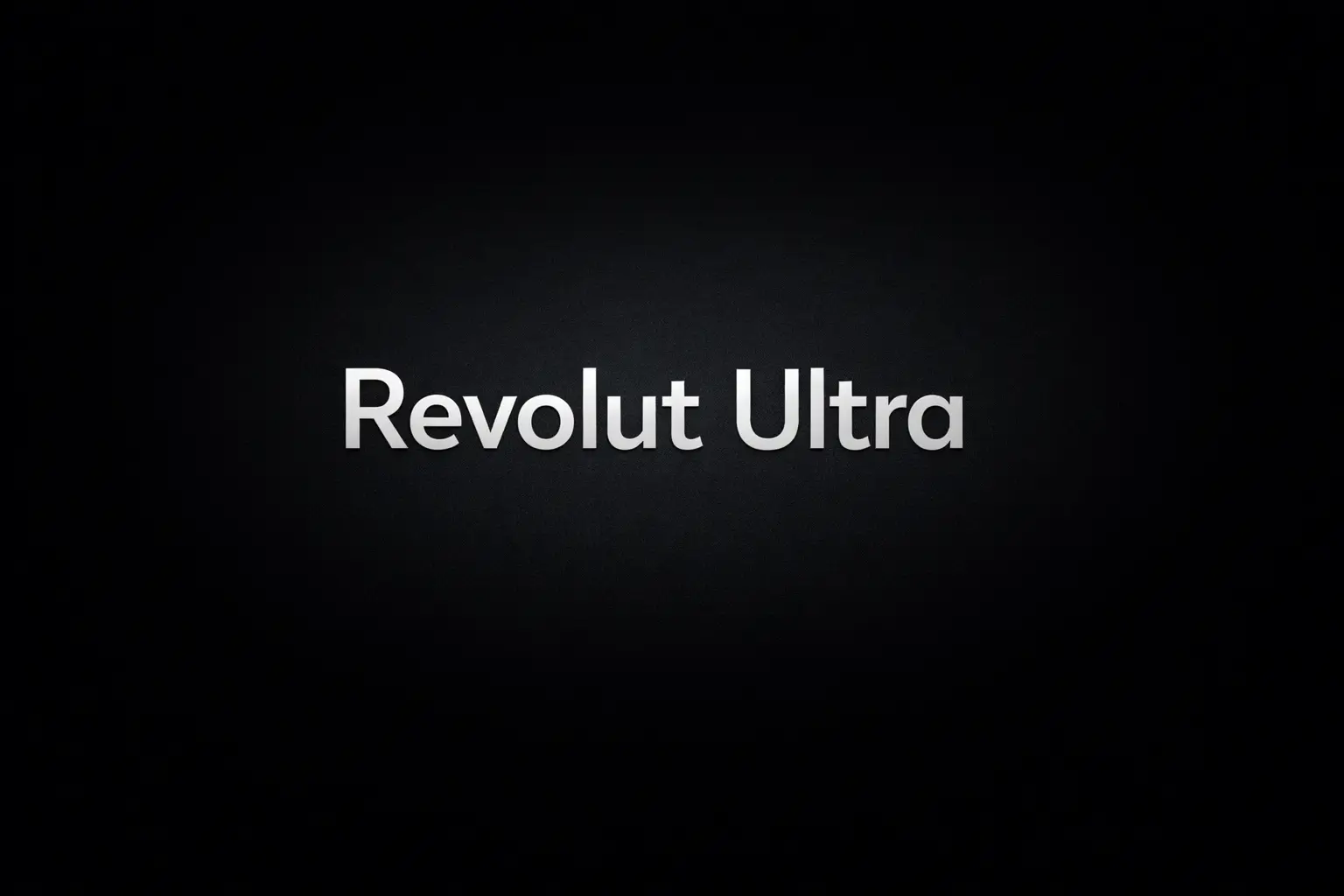 Logo da Revolut em fundo preto com tipografia branca minimalista, representando fintech global de cartões e conta internacional