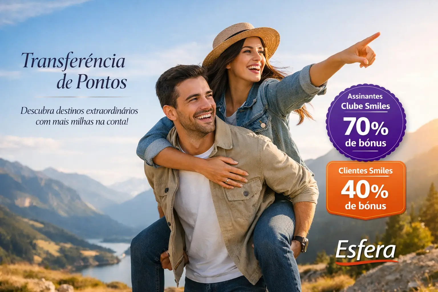 Promoção Smiles e Esfera com até 70% de bônus na transferência de pontos em maio de 2026
