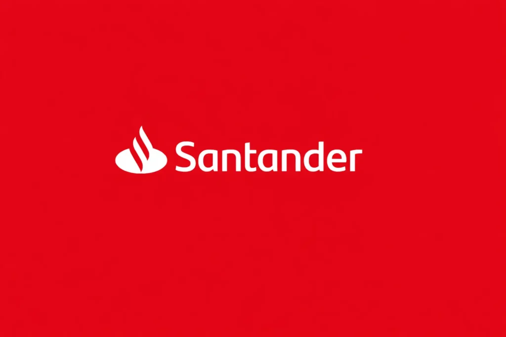 Logo do Santander em fundo vermelho utilizado em artigos sobre cartões premium e benefícios Visa Infinite em 2026
