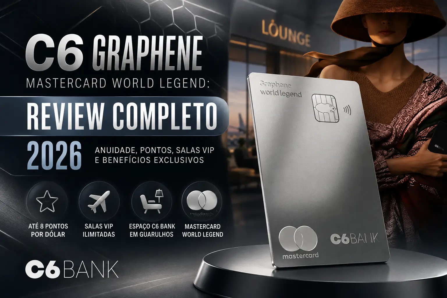 C6 Graphene Mastercard World Legend em review completo 2026 com pontos, salas VIP e benefícios premium