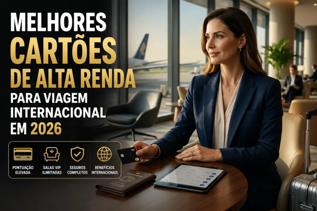 Melhores cartões de alta renda para viagem internacional em 2026 com salas VIP, pontos e benefícios internacionais