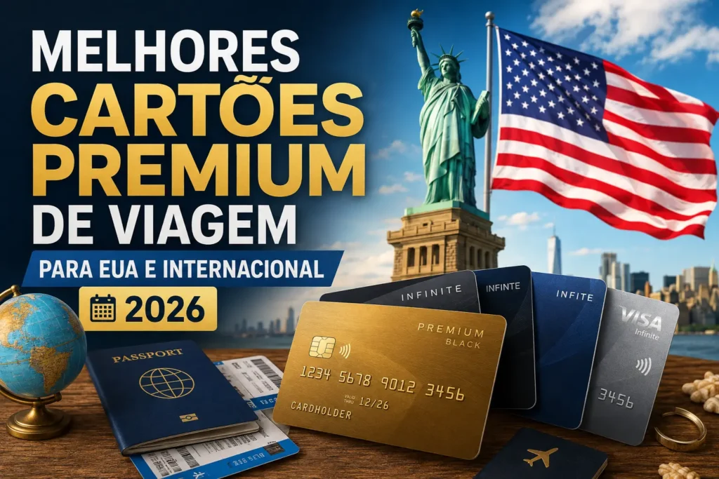 Melhores cartões premium de viagem para EUA e internacional em 2026 com cartões Black e Visa Infinite