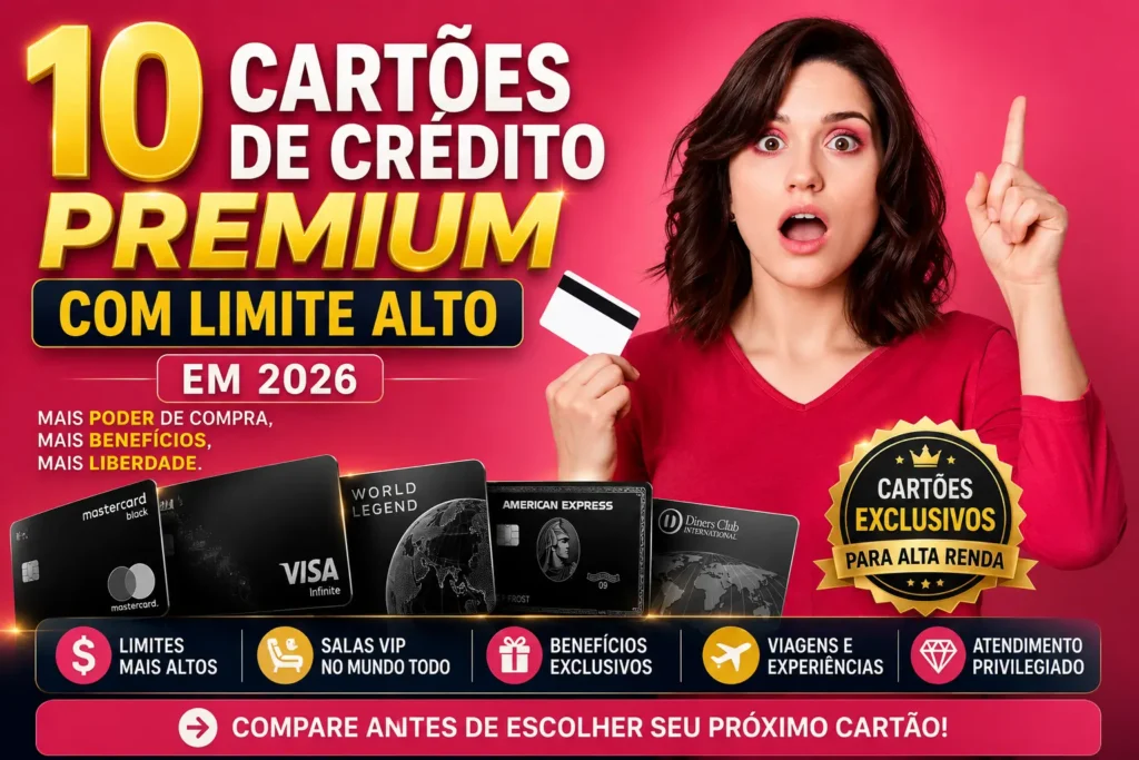 10 cartões de crédito premium com limite alto em 2026 para clientes de alta renda