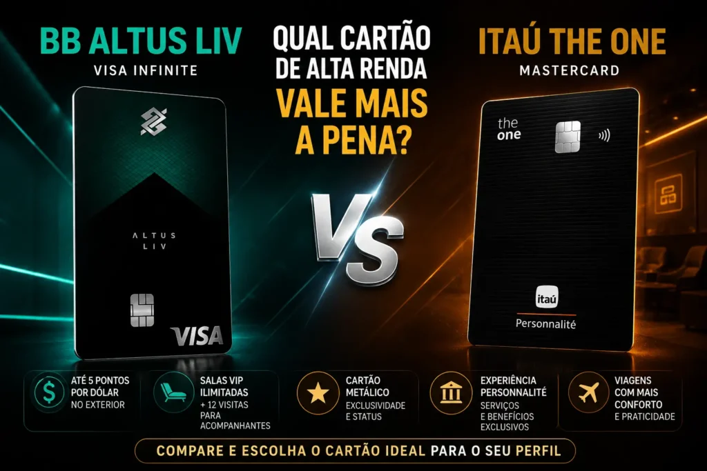 BB Altus LIV vs Itaú The One em comparativo de cartões de alta renda em 2026