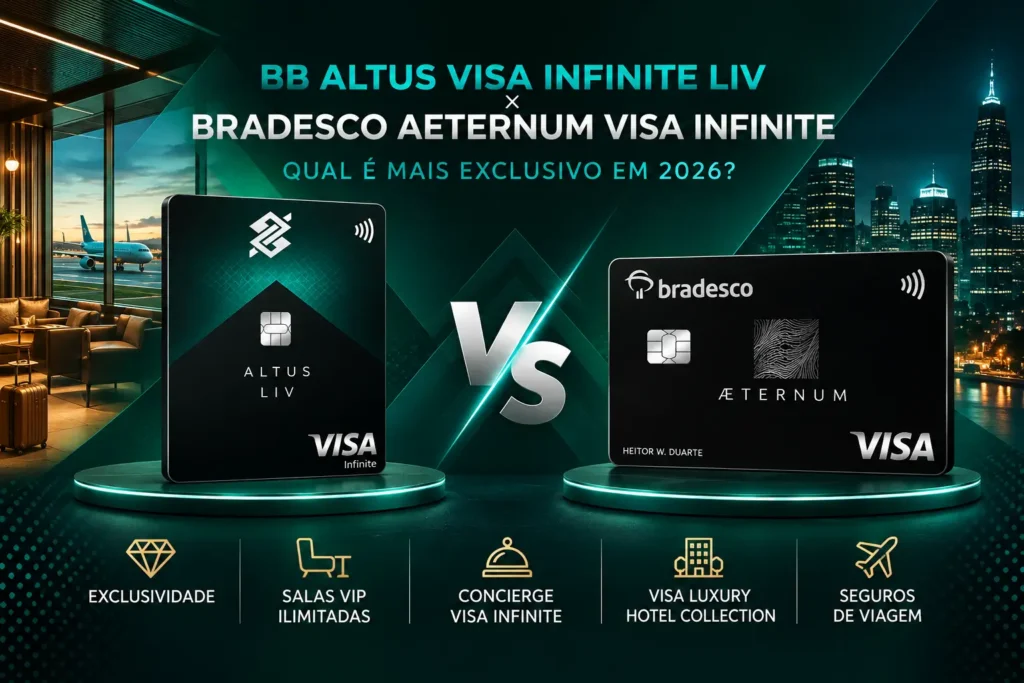BB Altus Visa Infinite Liv vs Bradesco Aeternum Visa Infinite em comparativo de exclusividade em 2026