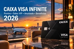 CAIXA Visa Infinite com pontos, salas VIP, anuidade e benefícios em 2026.