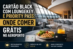 Cartão Black com LoungeKey e Priority Pass para comer grátis em restaurantes de aeroportos