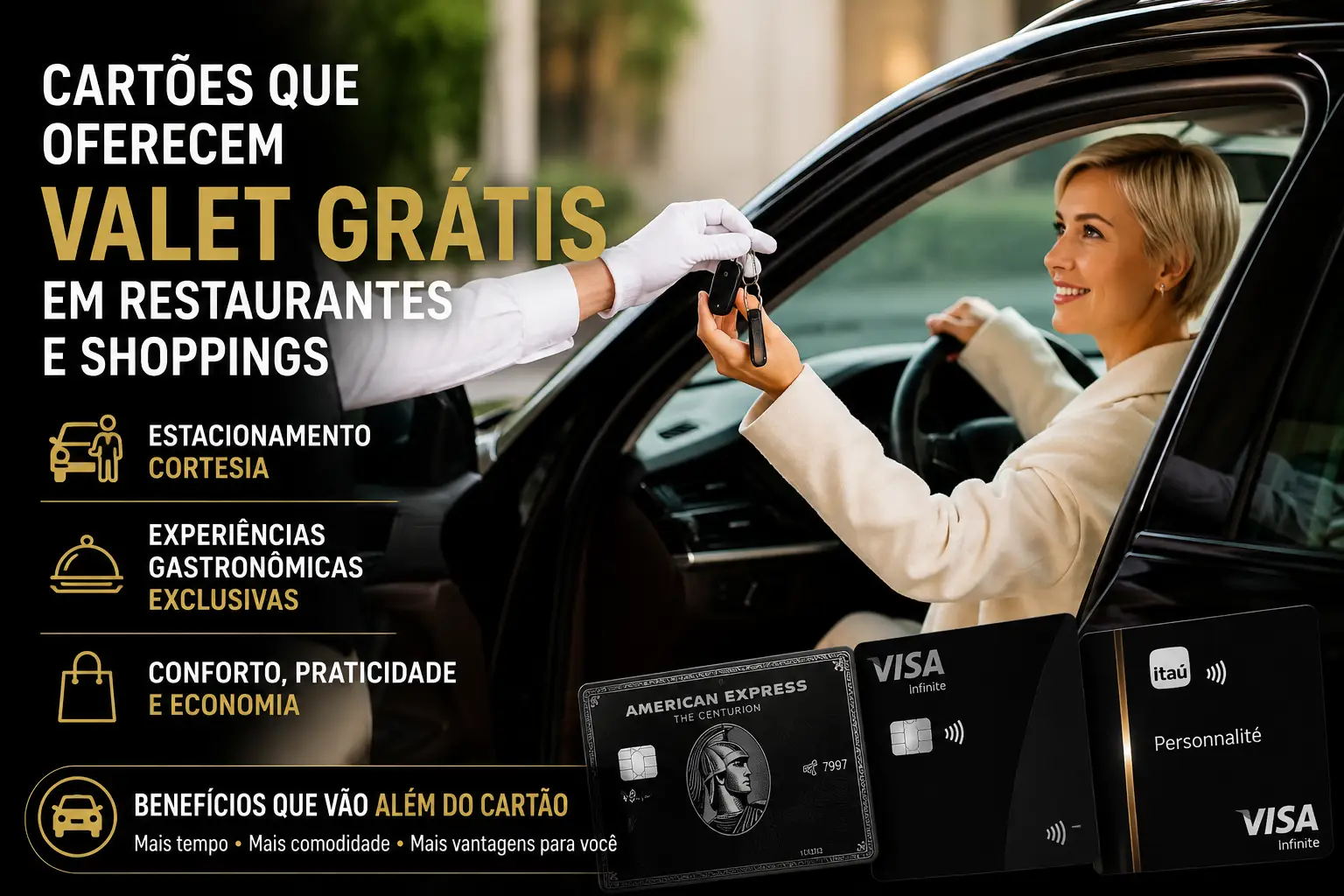 Cartões que oferecem valet grátis em restaurantes e shoppings em 2026
