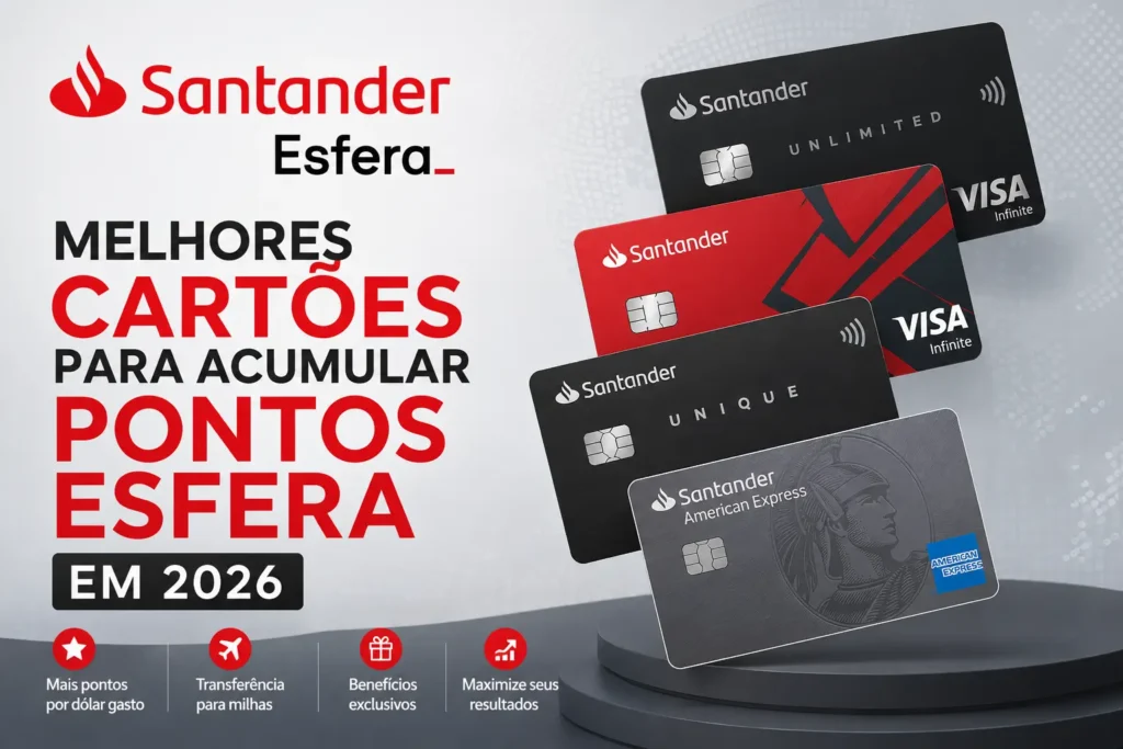 Melhores cartões de crédito Santander para acumular pontos Esfera em 2026