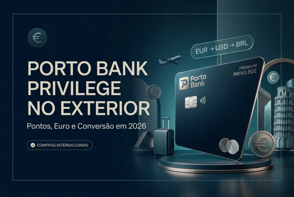 Porto Bank Privilege em compras no exterior com euro, pontos e conversão cambial em 2026