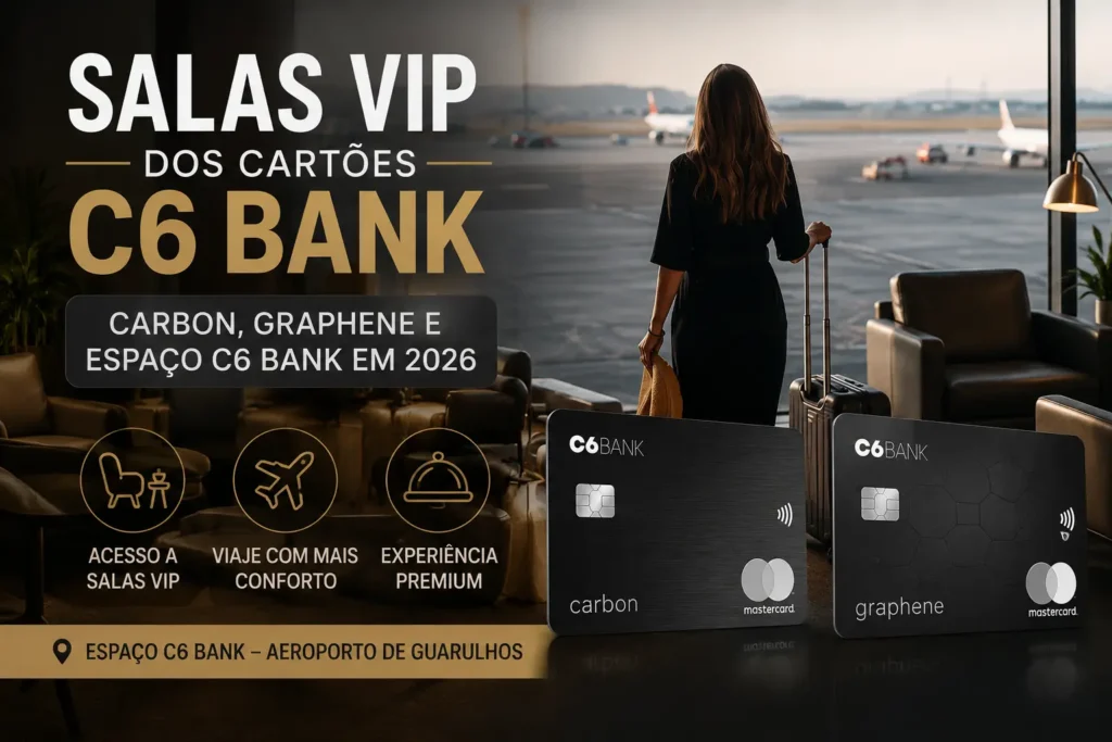 Salas VIP dos cartões C6 Carbon e C6 Graphene com Espaço C6 Bank no Aeroporto de Guarulhos em 2026