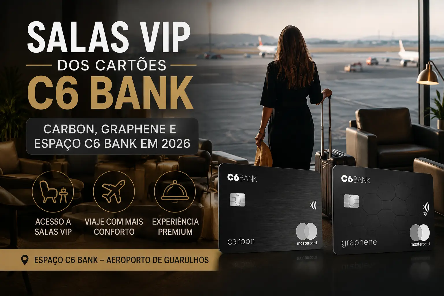 Salas VIP dos cartões C6 Carbon e C6 Graphene com Espaço C6 Bank no Aeroporto de Guarulhos em 2026