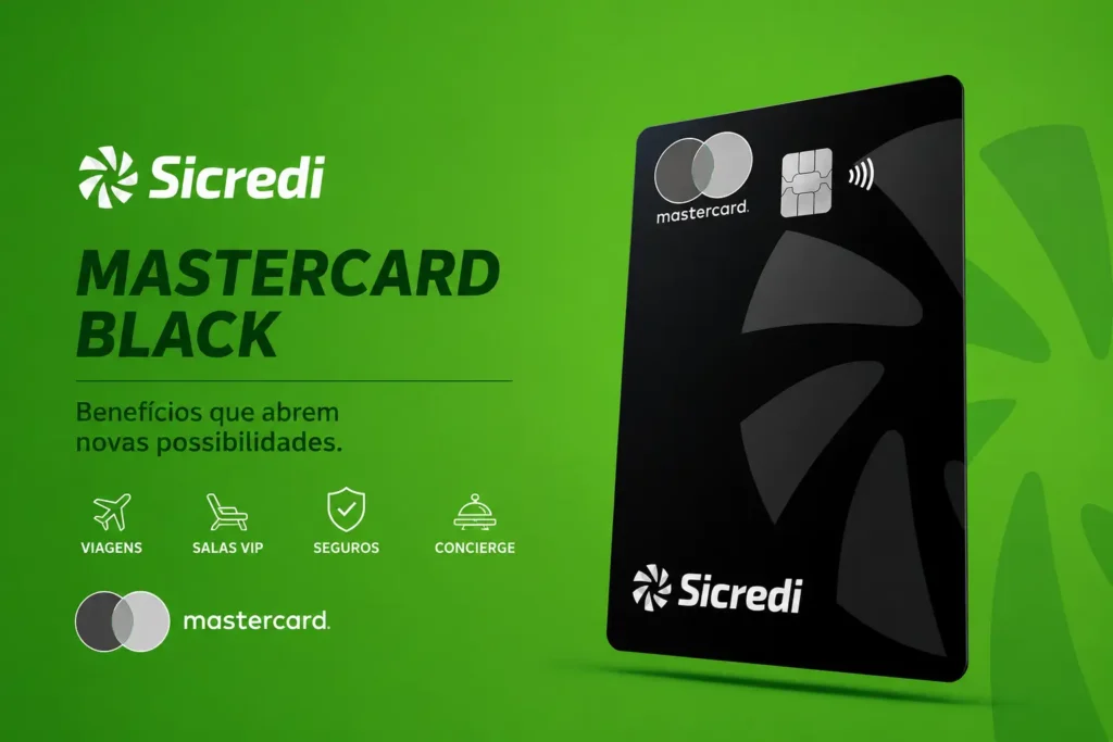Sicredi Mastercard Black com benefícios, salas VIP LoungeKey, seguros e concierge