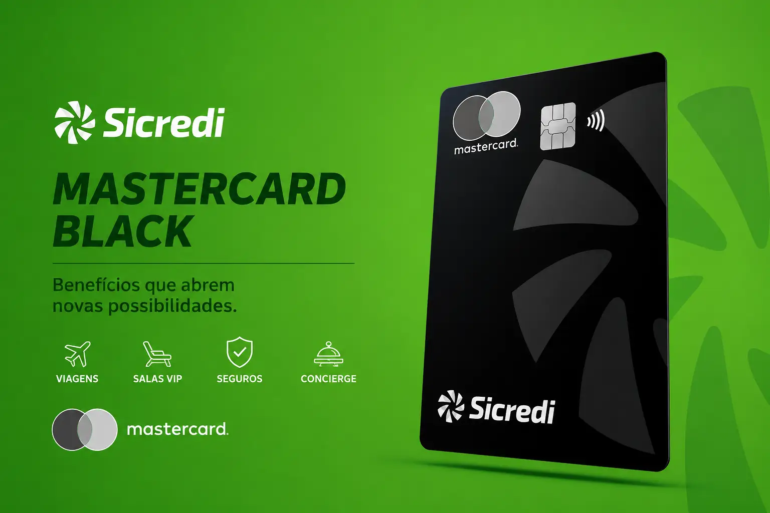 Sicredi Mastercard Black com benefícios, salas VIP LoungeKey, seguros e concierge