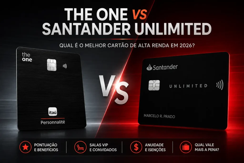The One vs Santander Unlimited: comparação de cartões de alta renda em 2026
