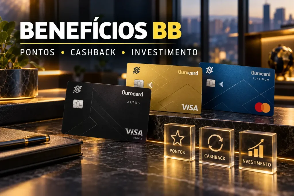 Benefícios BB com cartões Banco do Brasil e opções de pontos, cashback e investimento