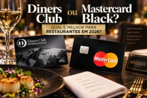 Diners Club e Mastercard Black comparados em restaurante para benefícios gastronômicos em 2026
