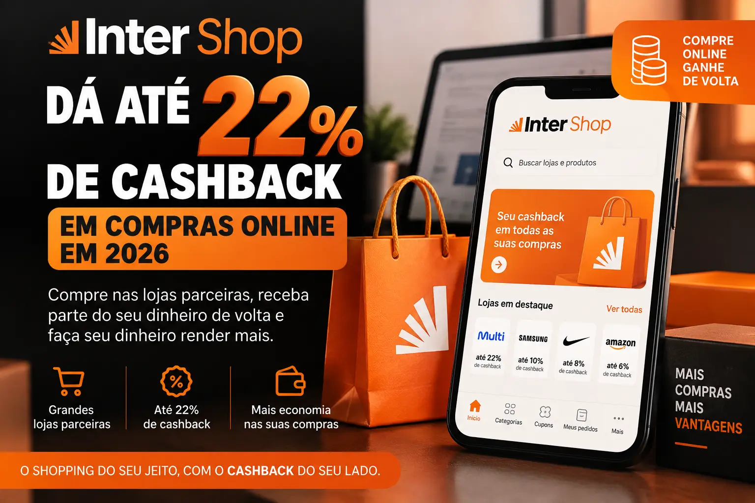 Inter Shop oferece até 22% de cashback em compras online em 2026