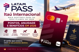 LATAM Pass Itaú Internacional com 1,3 ponto por dólar, anuidade e benefícios em 2026