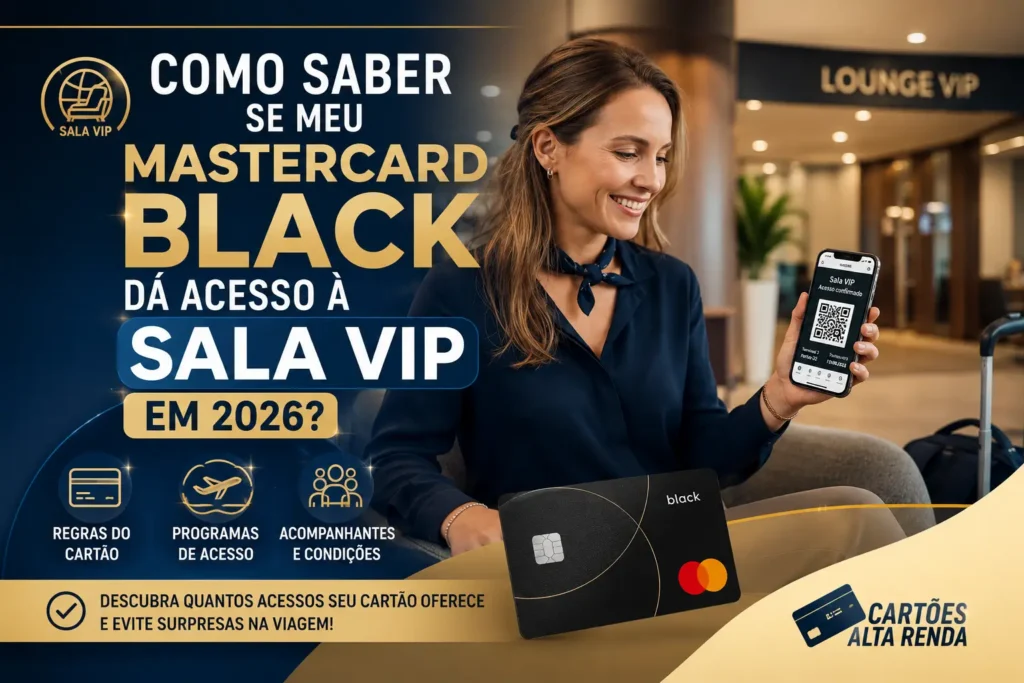 Como saber se o Mastercard Black dá acesso à sala VIP em 2026 e verificar regras, programas e quantidade de acessos.