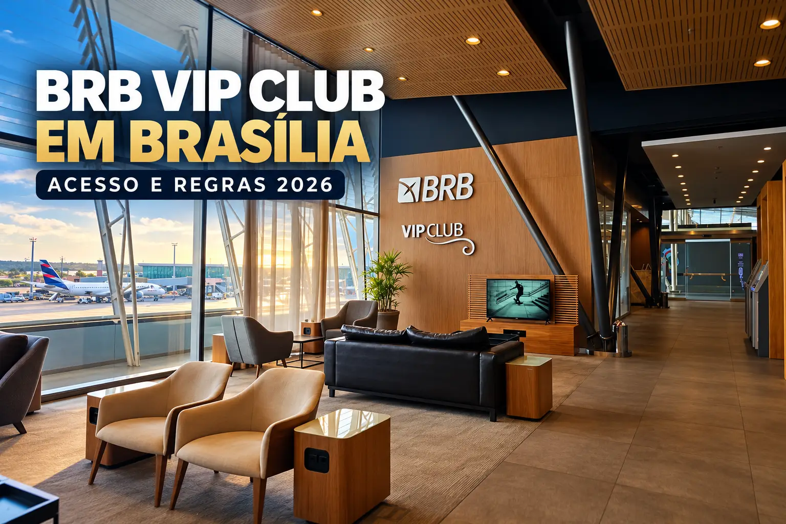 Sala BRB VIP Club no Aeroporto de Brasília com informações sobre acesso e regras em 2026
