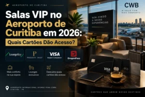Salas VIP no Aeroporto de Curitiba em 2026 e cartões que dão acesso pelo LoungeKey, Priority Pass e Visa Airport Companion.