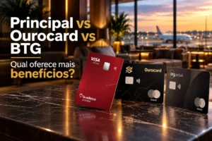 Bradesco Principal Visa Infinite vs Ourocard Black vs BTG Pactual Black: comparação de benefícios em 2026