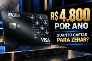 BRB DUX Visa Infinite com anuidade de R$ 4.800 por ano e chamada sobre quanto gastar para zerar a anuidade.