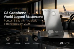 C6 Graphene World Legend Mastercard em 2026, com cartão metálico, pontos Átomos, salas VIP ilimitadas, anuidade e benefícios exclusivos.