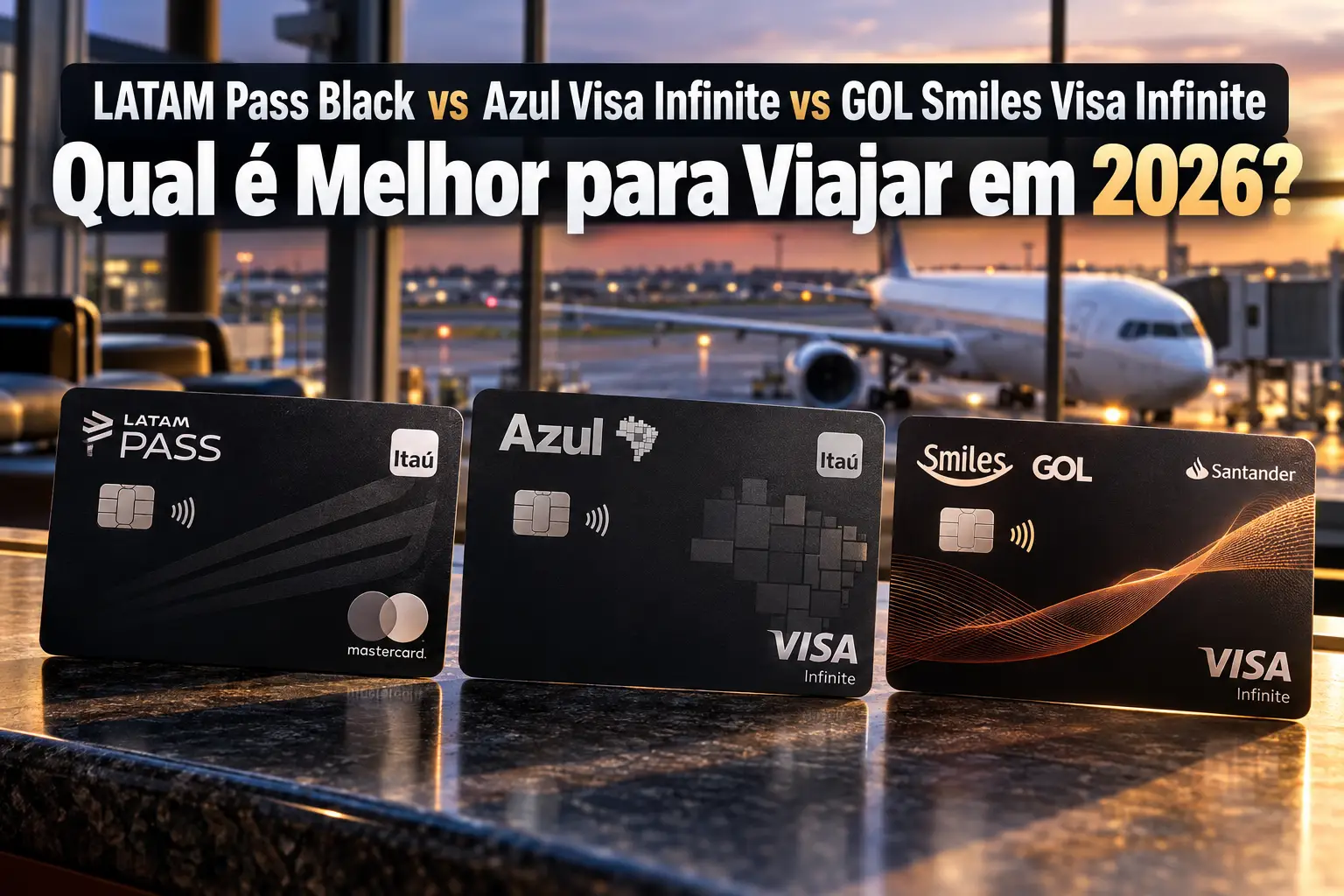 LATAM Pass Black vs Azul Visa Infinite vs GOL Smiles Visa Infinite: comparação para viajar em 2026